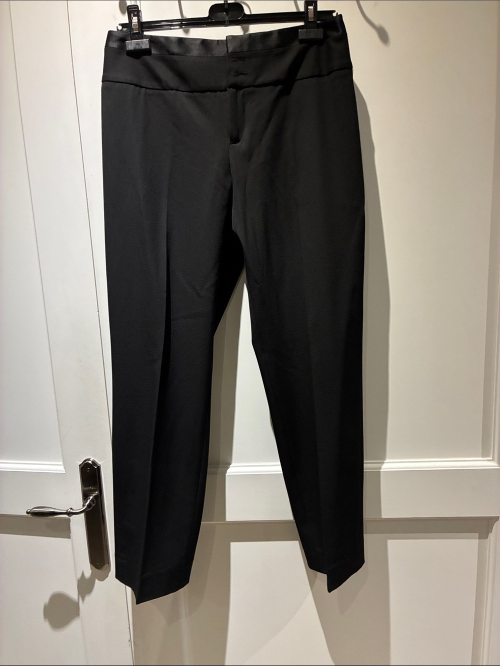 Nine West Black Satin Trim Tuxedo Dress Pants Trousers Size 6 👵MT